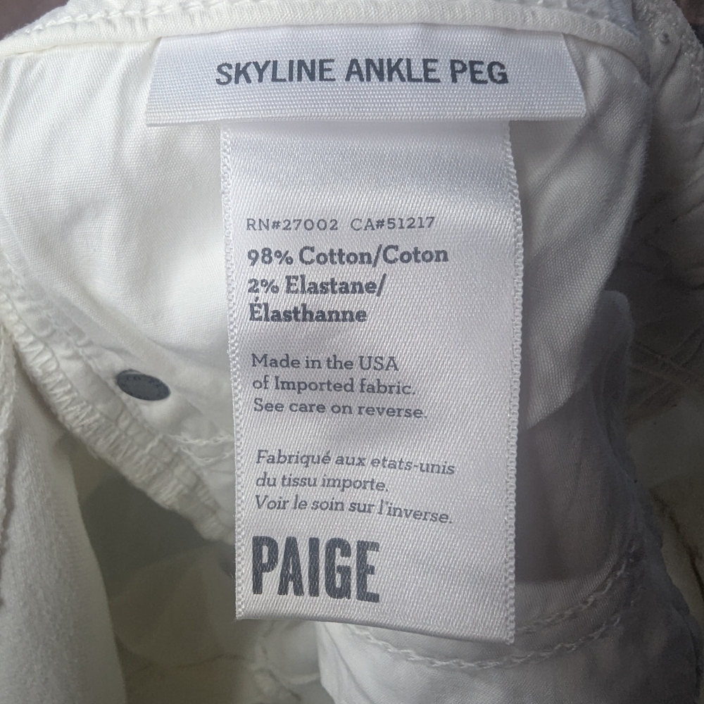 PAIGE Skyline Ankle Peg White Jeans | Size 27 - Picture 6 of 6